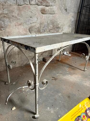 Glass Top Iron Console Table in the Victorian Manner