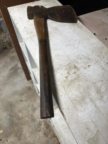 Vintage Broad Axe with Wooden Handle