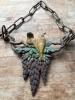 Cast Iron Hanging Chain with Painted Birds and Leaves
