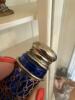 Pair Silver Overlay Cobalt Glass Salt and Pepper Shakers - 5