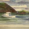 Framed Watercolor Coastal Scene in Rustic Wood Frame - 2