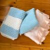 Crocheted and Woven Baby Blankets with Satin Trim