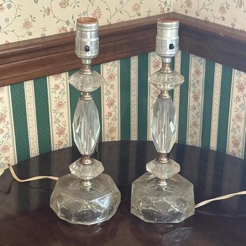 Pair of Faceted Glass Table Lamps