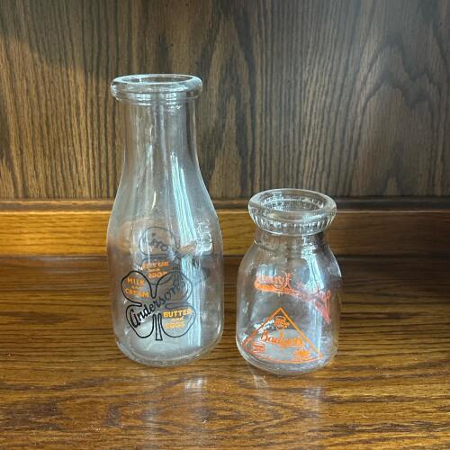 Pair of Vintage Milk Bottles - Anderson's and Badger Farms Creameries