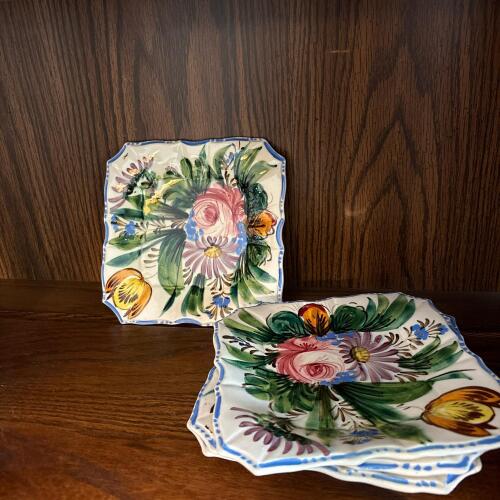 Set of Four Italian Floral Ceramic Plates
