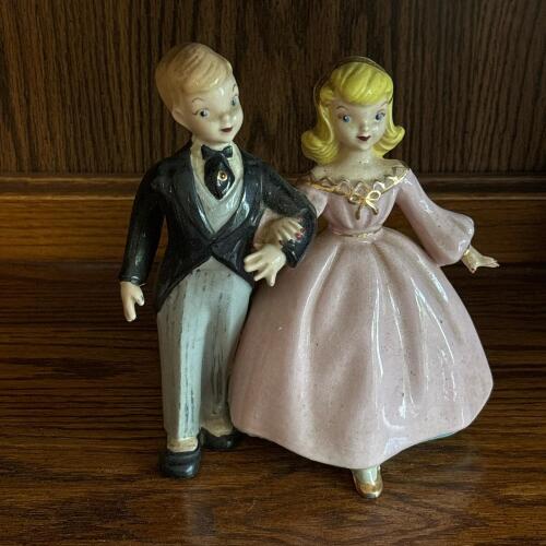 Vintage Ceramic Boy and Girl Figurine Couple