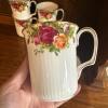 Six Royal Albert Old Country Roses Bone China Mugs and Vase - 5