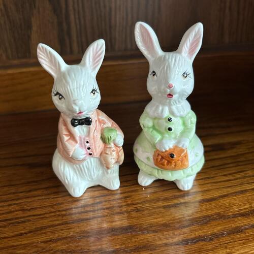 Pair of Ceramic Bunny Figurines