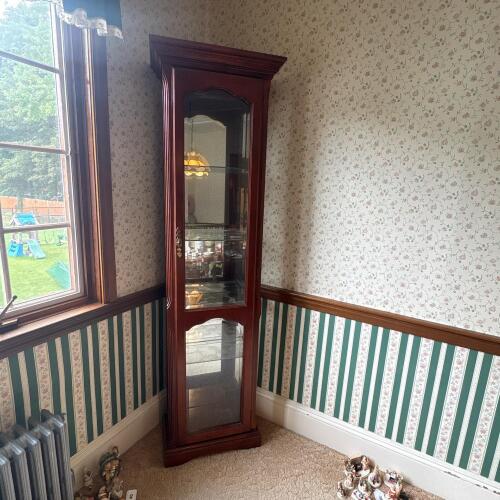 Traditional Wood Corner Curio Cabinet with Light