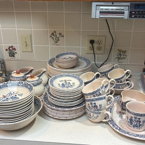 Johnson Brothers Hearts and Flowers Old Granite Ironstone Dinnerware - 70 Piece Set