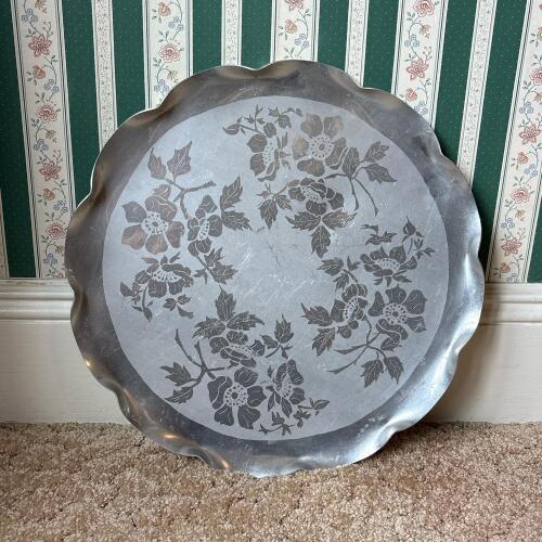 Aluminum Floral-Patterned Serving Tray
