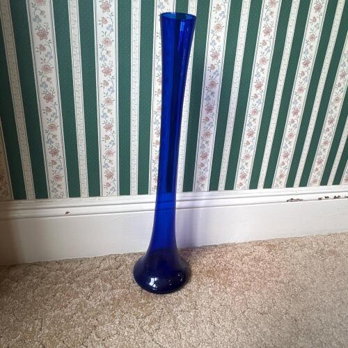 Cobalt Blue Glass Vase - 23.5"