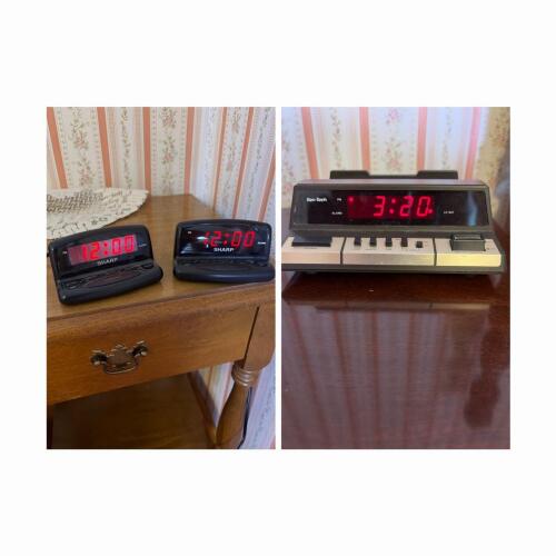 Three Digial Alarm Clocks Ken-Tech and Sharp Digital Alarm Clocks