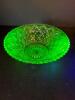 Uranium Glass Pressed Bowl in Diamond Pattern