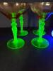 Uranium Art Deco-Style Green Uranium Glass Champagne Coupes - 2