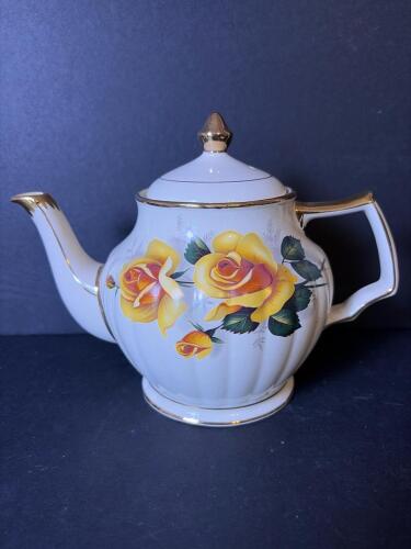 Sadler England Teapot With Yellow Rose Floral Pattern