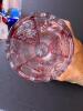 Pressed Glass Vase With Ruby Flashed Floral Design - 3