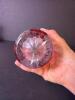 Pressed Glass Vase With Ruby Flashed Floral Design - 4