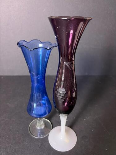 Pair of Hand Blown Glass Bud Vases