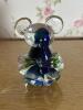 Miniature Glass Mouse Figurine With Swirled Blue and Green Accents