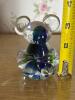 Miniature Glass Mouse Figurine With Swirled Blue and Green Accents - 2