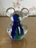 Miniature Glass Mouse Figurine With Swirled Blue and Green Accents - 3