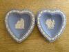 Two Wedgwood Blue Jasperware Heart-Shaped Dishes