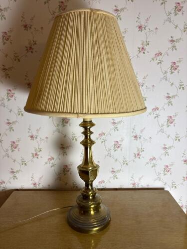 Brass Table Lamp with Pleated Shade