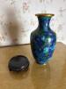 Cloisonn&eacute; Floral Vase with Wooden Stand, Asian-Style - 2