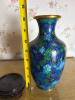 Cloisonn&eacute; Floral Vase with Wooden Stand, Asian-Style - 3