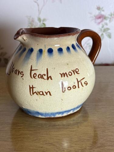 Hand-Painted Folk Art Pottery Jug with Floral Decor