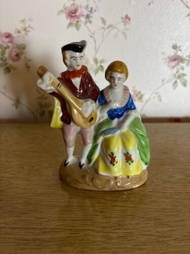 Occupied Japan Porcelain Figurine Couple With Lute