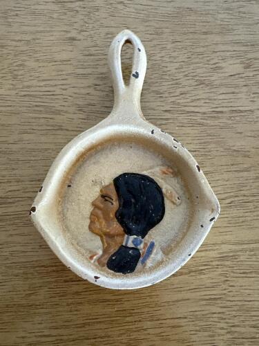 Cast Iron Skillet Ashtray With Native American Motif