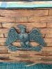 Woven Wood Basket with Metal Eagle Plaque - 2