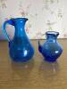 Two Cobalt Blue Crackle Glass Pitchers - 4