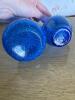Two Cobalt Blue Crackle Glass Pitchers - 6