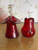 Two Ruby Crackle Glass Basket and Pitcher in the Mid-Century Style - 2