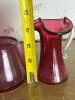 Three Hand Blown Cranberry-Style Glass Pitchers and Vase - 2