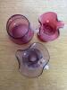 Three Hand Blown Cranberry-Style Glass Pitchers and Vase - 4