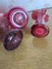 Three Hand Blown Cranberry-Style Glass Pitchers and Vase - 5