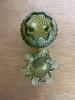 Two Green Hobnail Glass Rose Bowl and Compote Set - 4