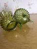 Two Green Hobnail Glass Rose Bowl and Compote Set - 5