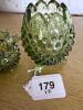Two Green Hobnail Glass Rose Bowl and Compote Set - 6