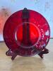 Four Ruby Red Glass Miniatures and Plate Set - 6