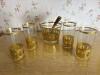 Culver Gold Gilded Glasses and Ice Bucket Set with Tongs