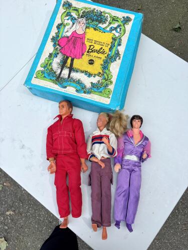 Vintage Barbie Doll Case with Three Action Figures