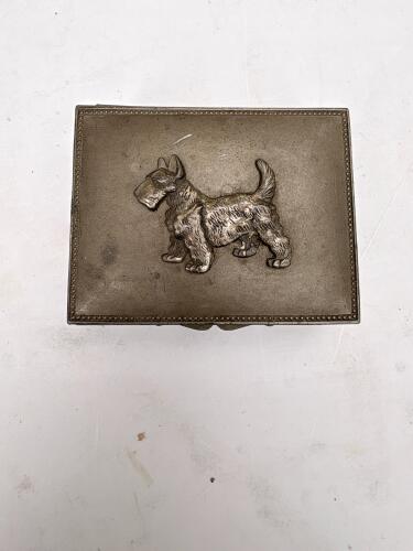 Small Decorative Hinged Trinket Box With Dog Motif