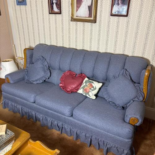 Broyhill Upholstered Sofa With Wood Trim