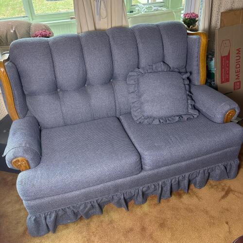 Broyhill Upholstered Loveseat With Wood Trim