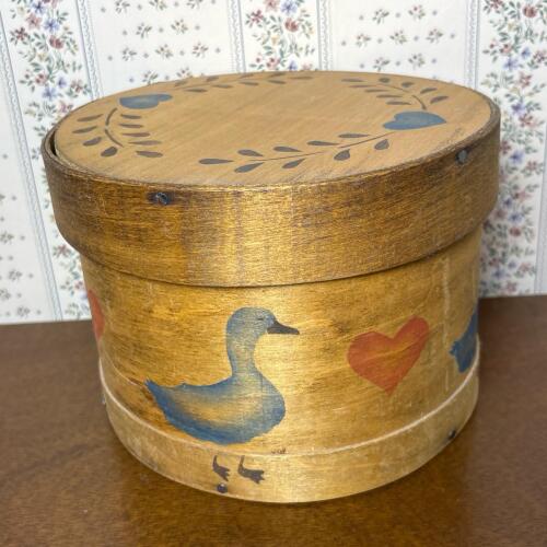 Vintage Folk Art Hand-Painted Wooden Pantry Box